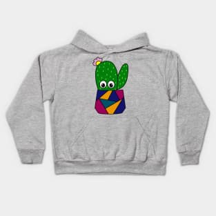 Cute Cactus Design #335: Cute Cactus In Geometric Pot Kids Hoodie